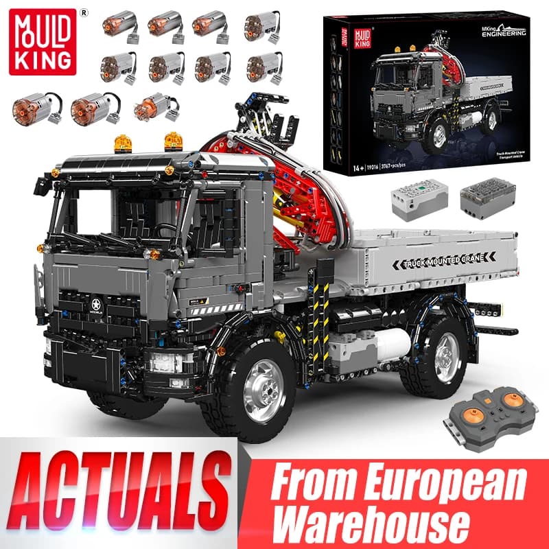 Mould King 19016 Techniczny Samochód – Zdalnie Sterowana Ciężarówka z Dźwigiem Transportowym, Zestaw Klocków Konstrukcyjnych dla Dzieci, Idealny na Prezent Świąteczny.