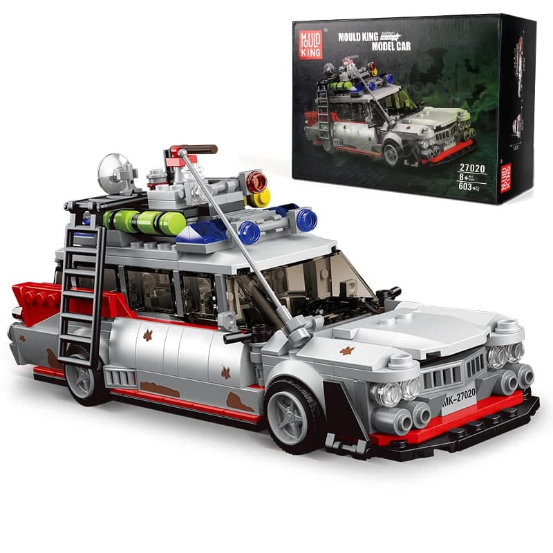 MOULD KING 27020 Techniczne zabawki samochodowe Mini Ghost Bustered ECTO-1 Model samochodu Montaż Blok budowlany Cegła Prezenty świąteczne dla dzieci