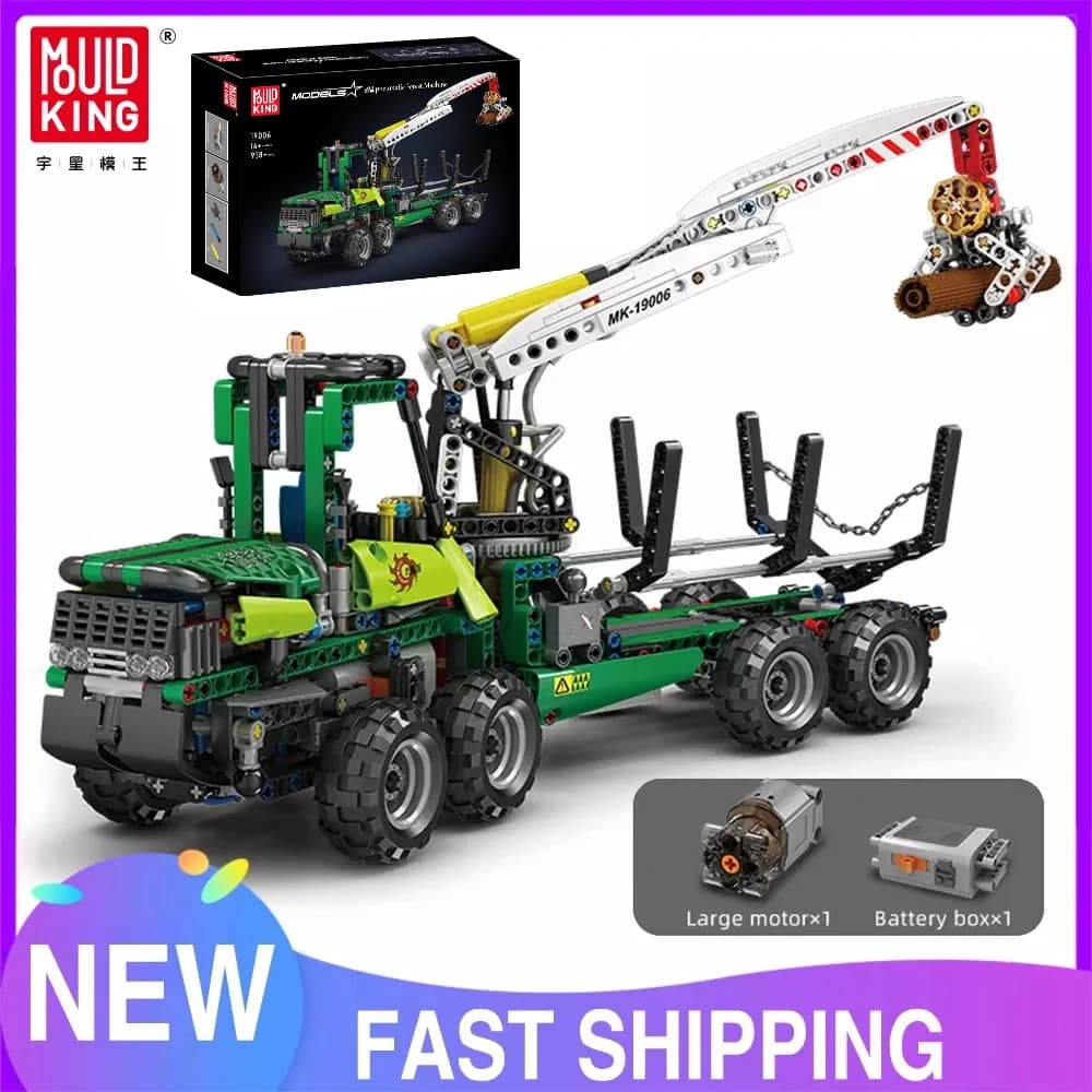 MOULD KING 19006 Techniczne zabawki samochodowe MOC-32456 Zmotoryzowana pneumatyczna maszyna leśna Model Klocki Cegły Prezenty dla dzieci