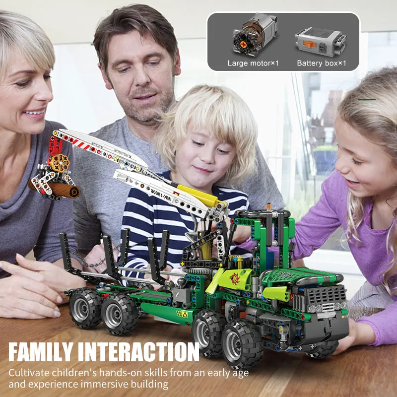 MOULD KING 19006 Techniczne zabawki samochodowe MOC-32456 Zmotoryzowana pneumatyczna maszyna leśna Model Klocki Cegły Prezenty dla dzieci